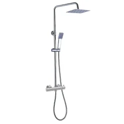 Colonne de douche carrée monocommande VERARA, 83-126 cm, finition chrome poli, en laiton Kibath