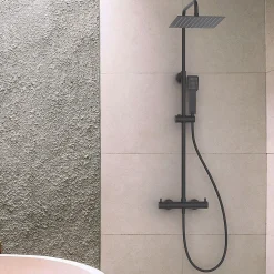 Colonne de douche carrée monocommande GUN METAL finition graphite/anthracite mat en laiton Kibath