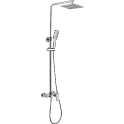 Colonne de douche carrée monocommande DUA, 79-125 cm, finition chrome poli, en laiton Kibath