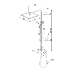 Colonne de douche carrée thermostatique noire Essebagno Square II