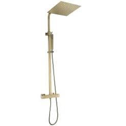 Colonne de douche carrée thermostatique or brossé Essebagno Square II