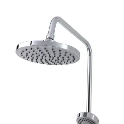 Colonne De Douche Chromée Avec Pomme De Douche Fixe, Douchette À Main Extractible Et Inverseur.