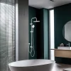 Colonne de douche classique à raccorder sur robinetterie avec pomme de tête, douchette et flexible, chrome Valentin Classic