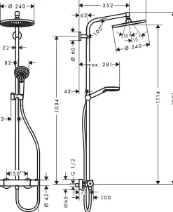 Colonne de douche Crometta S 240 chromé HANSGROHE 27267000