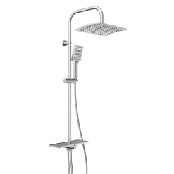 Colonne de douche EASY DELUXE chromé avec pommeau de douche effet pluie - raclette incluse