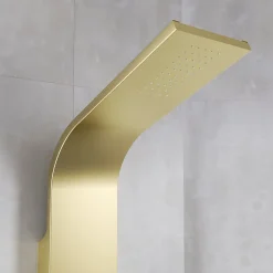 Colonne de douche Effet Pluie - 140x20cm - Acier inoxydable Or brossé