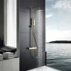 Colonne de douche ELAN Thermostatique Or brosséChroméNoir matCanon de fusilOr brosséBlanc mat couleur Or brossé largeur
