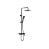 Colonne de douche en acier inoxydable avec tablette - Noir mat - Hauteur réglable - JIZEO