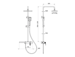 Colonne de douche en acier inoxydable avec tablette - Noir mat - Hauteur réglable - JIZEO