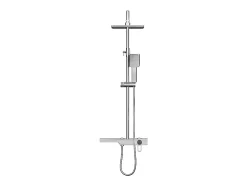 Colonne de douche en acier inoxydable avec tablette - Brush nickel - Hauteur réglable - JIZEO