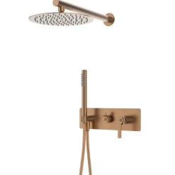Colonne de douche encastrée mécanique cuivre brossé Essebagno Molette