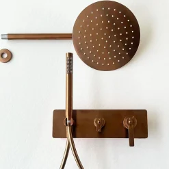 Colonne de douche encastrée mécanique cuivre brossé Essebagno Molette