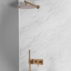 Colonne de douche encastrée mécanique cuivre brossé Essebagno Molette