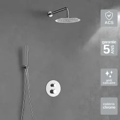 Colonne de Douche Encastrée Thermostatique Anti-Calcaire Chrome IMEX MONZA GTD038