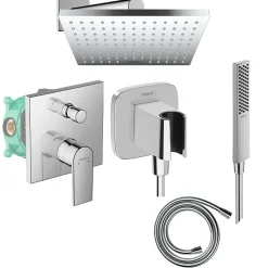 Colonne de douche encastrée mécanique HANSGROHE Vernis Shape Flexible Isiflex Douchette PulsifyE chromé