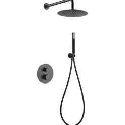 Colonne de Douche Encastrée Thermostatique Anti-Calcaire Black Gun Métal IMEX MONZA GTD038/BGM