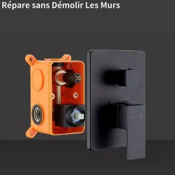 Colonne de Douche Encastrée Ensemble de Douche Mécanique avec Grande Tête Carrée 12 pouces, Système de Douche Encastrable Noir