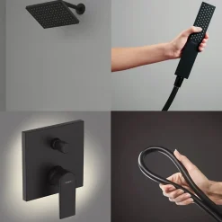 Colonne de douche encastrée mécanique HANSGROHE Vernis Shape Douche de tête Vernis Shape Flexible Isiflex Douchette PulsifyE noir