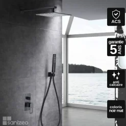 Colonne de Douche Encastrée Anti-Calcaire Noir Mat IMEX SUECIA BDC032-6NG