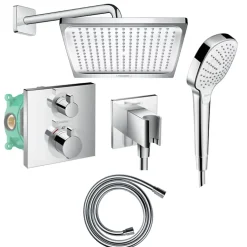 Colonne de douche encastrée thermostatique HANSGROHE Ecostat Square chromé