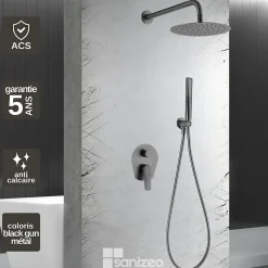 Colonne de Douche Encastrée Anti-Calcaire Black Gun Métal IMEX DELOS GPD055/BGM