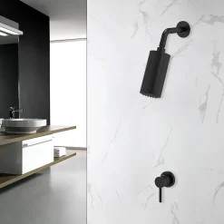 Colonne de douche encastrée thermostatique MINIMALISTA noir mat