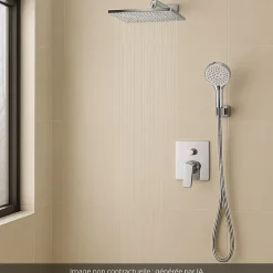 Colonne de douche encastrée mécanique HANSGROHE Vernis Shape Douche de tête Crometta Flexible Métaflex Douchette Crometta chromé
