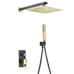 Colonne de Douche Encastrée Anti-Calcaire Noir Mat et Or Brillant IMEX SUECIA BDC032-6NGOLD