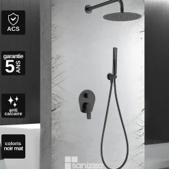 Colonne de Douche Encastrée Anti-Calcaire Noir Mat IMEX DELOS GPD055/NG