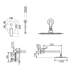 Colonne de Douche Encastrée Anti-Calcaire Noir Mat IMEX DELOS GPD055/NG