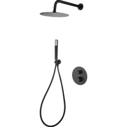 Colonne de Douche Encastrée Thermostatique Anti-Calcaire Noir Mat IMEX GENOVA GTG053/NG