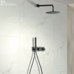 Colonne de Douche Encastrée Thermostatique Anti-Calcaire Black Gun Métal IMEX TIBET GTT054/BGM
