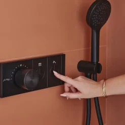 Colonne de douche encastrée thermostatique JACOB DELAFON Grands Boulevards ronde noire mate
