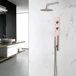 Colonne de douche encastrée thermostatique PURA cuivre brossé