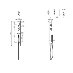 Colonne de douche encastrée thermostatique PURA cuivre brossé