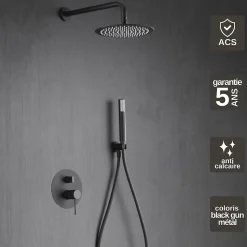 Colonne de Douche Encastrée Anti-Calcaire Black Gun Métal IMEX LINE GPD038/BGM