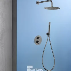 Colonne de Douche Encastrée Thermostatique Anti-Calcaire Black Gun Métal IMEX GENOVA GTG053/BGM