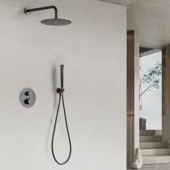 Colonne de Douche Encastrée Thermostatique Anti-Calcaire Black Gun Métal IMEX NAPOLES GTN047/BGM