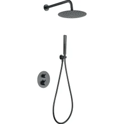Colonne de Douche Encastrée Thermostatique Anti-Calcaire Black Gun Métal IMEX NAPOLES GTN047/BGM