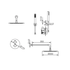 Colonne de Douche Encastrée Thermostatique Acier Inoxydable Intérieur / Extérieur IMEX MOSCU GTK034