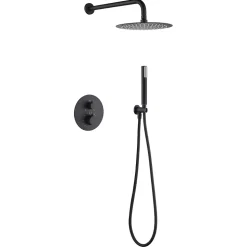 Colonne de Douche Encastrée Thermostatique Anti-Calcaire Noir Mat IMEX MONZA GTM039/NG