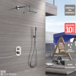 Colonne de Douche Encastrée Anti-Calcaire Acier Inoxydable Intérieur / Extérieur IMEX MOSCU GTK034