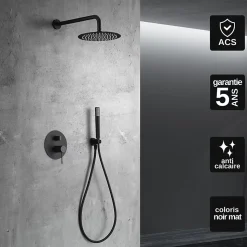 Colonne de Douche Encastrée Anti-Calcaire Noir Mat IMEX LINE GPD038/NG