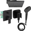 Colonne de douche encastrée mécanique HANSGROHE Vernis Shape Douche de tête Vernis Shape Flexible Isiflex Douchette Vernis noir
