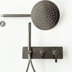 Colonne de douche encastrée mécanique façon inox Essebagno Molette