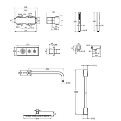 Colonne de douche encastrée thermostatique JACOB DELAFON Grands Boulevards laiton brossé