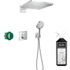 Colonne de douche encastrée thermostatique HANSGROHE ShowerSelect Square chromé + nettoyant Briochin