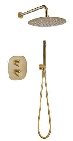 Colonne de douche encastrée thermostatique laiton brossé, Edouard Rousseau Wall