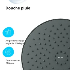 Colonne de douche et bain baignoire thermostatique Système de douche avec mitigeur thermostatique Noir, F07XA422 X-Joy AM.PM