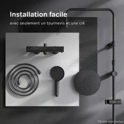 Colonne de douche et bain baignoire thermostatique Système de douche avec mitigeur thermostatique Noir, F07XA422 X-Joy AM.PM